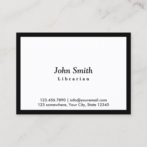 Chubby Black Border Librarian Business Card