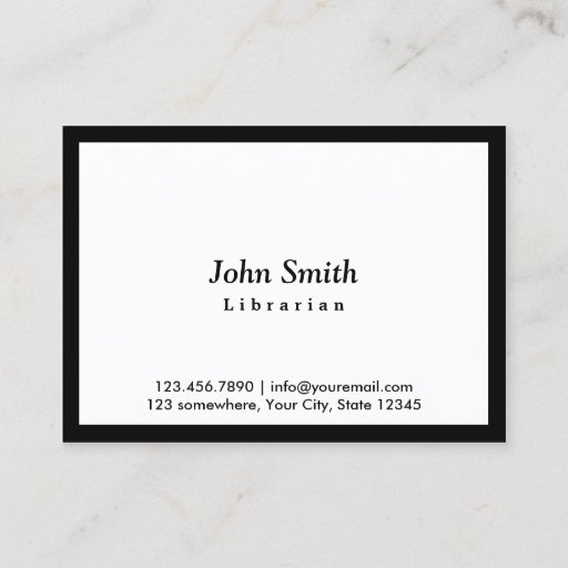 Customizable Chubby Black Border Librarian Business Card