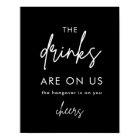 Minimalist Black Funny Wedding Open Bar Sign