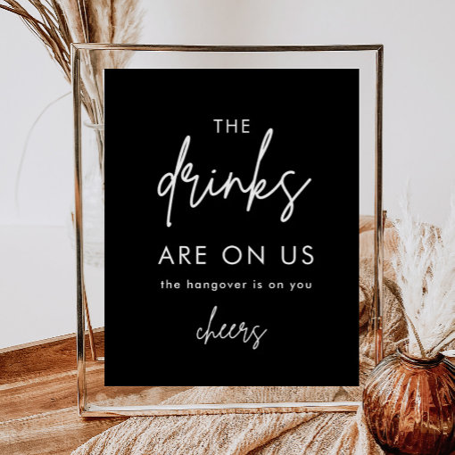 Minimalist Black Funny Wedding Open Bar Sign Zazzle