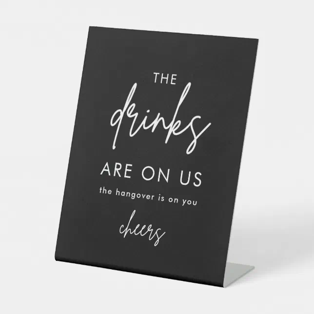 Minimalist Black Funny Wedding Open Bar Sign 