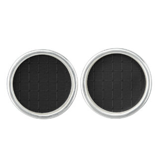 Minimalist Black Geometric Grid Dotted Texture Cufflinks
