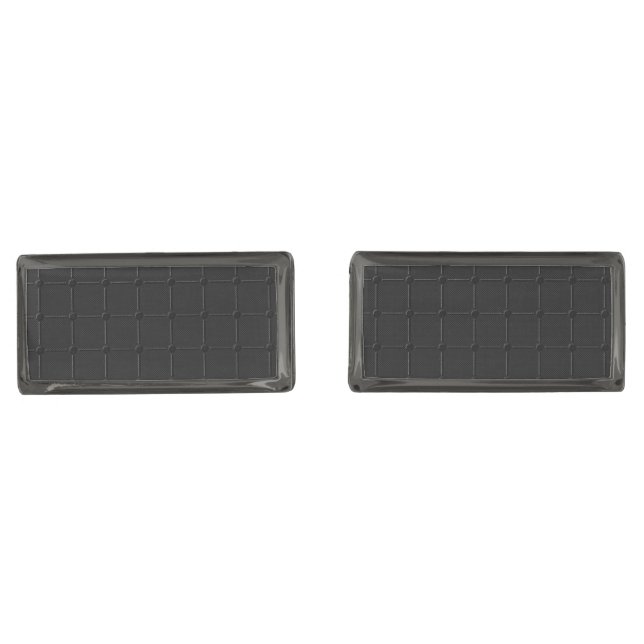 Minimalist Black Geometric Grid Dotted Texture Cufflinks (Front)