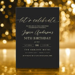Minimalist Black Gold 50th Birthday Invitation<br><div class="desc">Celebrate turning 50 in style with a Minimalist Script Black and Gold Birthday Invitation! Featuring sleek black and gold accents, elegant script typography, and a clean, modern design, this invitation sets the tone for a sophisticated celebration. Perfect for any venue, from chic lounges to intimate gatherings, it combines timeless elegance...</div>