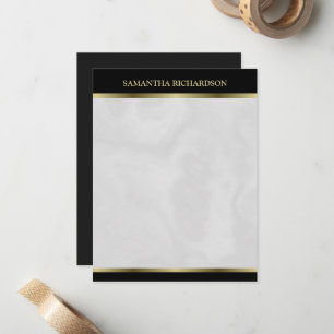 Minimalist Black Gold And Gray Marble Name Note Card