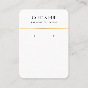 Minimalist black gold chic white earring display business card