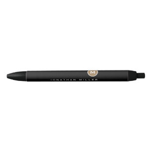 Minimalist Black Gold Classic Monogram Pen