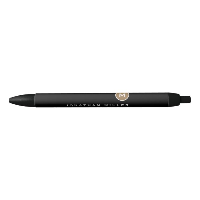 Minimalist Black Gold Classic Monogram Pen (Front)