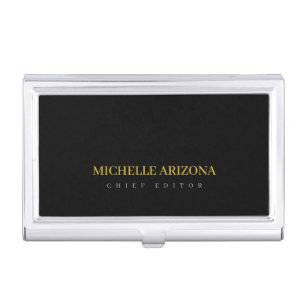 Minimalist Black Gold Color Professional Modern Business Card Case