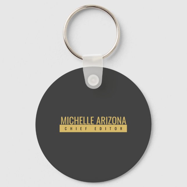 Minimalist Black & Gold Color Professional Modern  Keychain (Front)