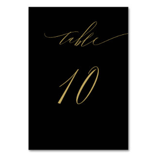 Minimalist Black Gold Elegant Script 10 Wedding Table Number