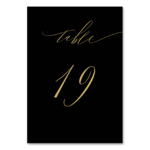 Minimalist Black Gold Elegant Script 19 Wedding Table Number