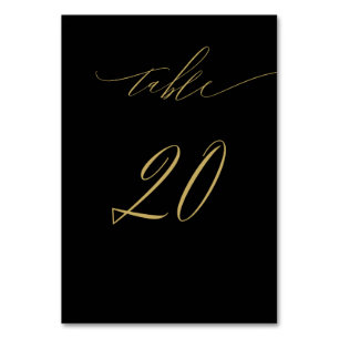 Minimalist Black Gold Elegant Script 20 Wedding Table Number