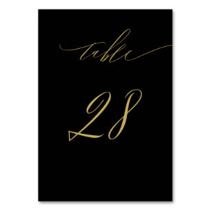 Minimalist Black Gold Elegant Script 28 Wedding Table Number