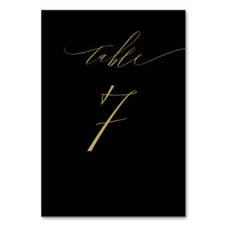 Minimalist Black Gold Elegant Script No 7 Wedding Table Number