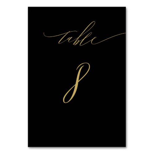 Minimalist Black Gold Elegant Script No 8 Wedding Table Number