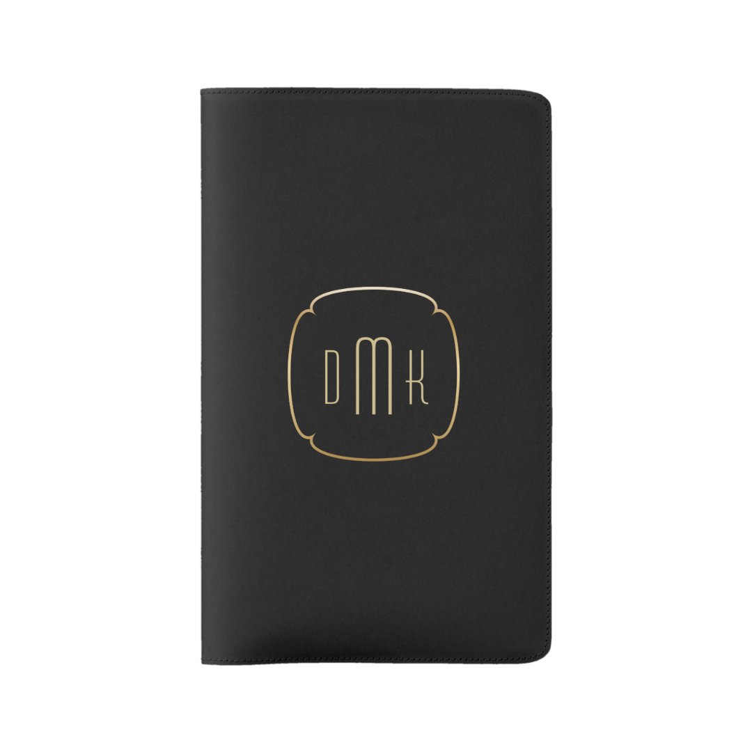 Minimalist Black Gold Frame Monogram Large Moleskine Notebook | Zazzle