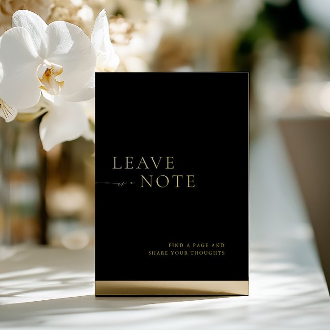Minimalist Black & Gold Guest Book Sign Foil Invitation (Minimalist Black & Gold Guest Book Sign)