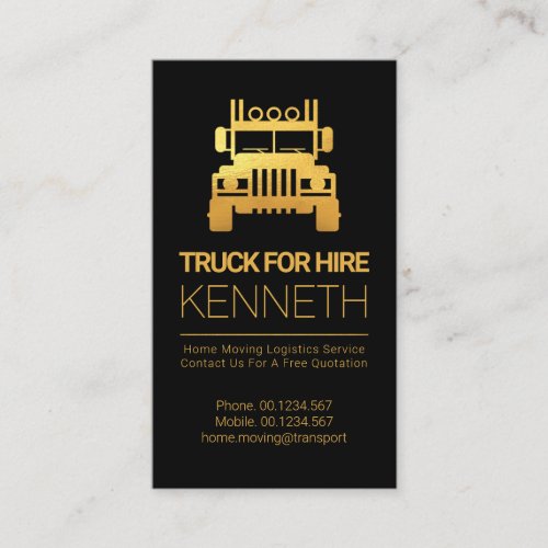 Minimalist Black Gold Line Logistics Transport Business Card