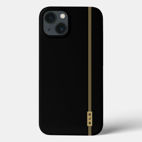 Minimalist Black Gold Monogram   iPhone 13 Case