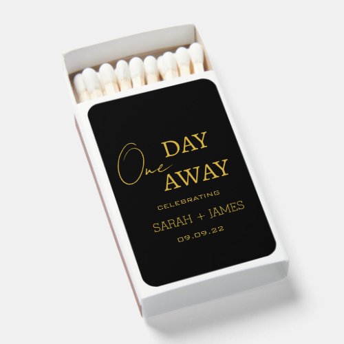 Minimalist Black Gold  One Day Away Wedding Favors Matchboxes