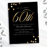 Minimalist Black Gold Surprise 60th Birthday Party Invitation<br><div class="desc">Minimalist Black Gold Surprise 60th Birthday Party Invitation. This design embraces a black and gold minimalist theme that exudes modern elegance. The invitation features a sleek black background, providing a sophisticated canvas for the opulent gold accents. Modern, stylish typography takes center stage, with serif fonts, creating a striking and elegant...</div>
