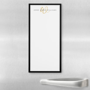 Minimalist Black Gold Two Border Monogram Magnetic Notepad