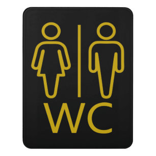 Minimalist Black Gold WC Restroom Bathroom Door Sign
