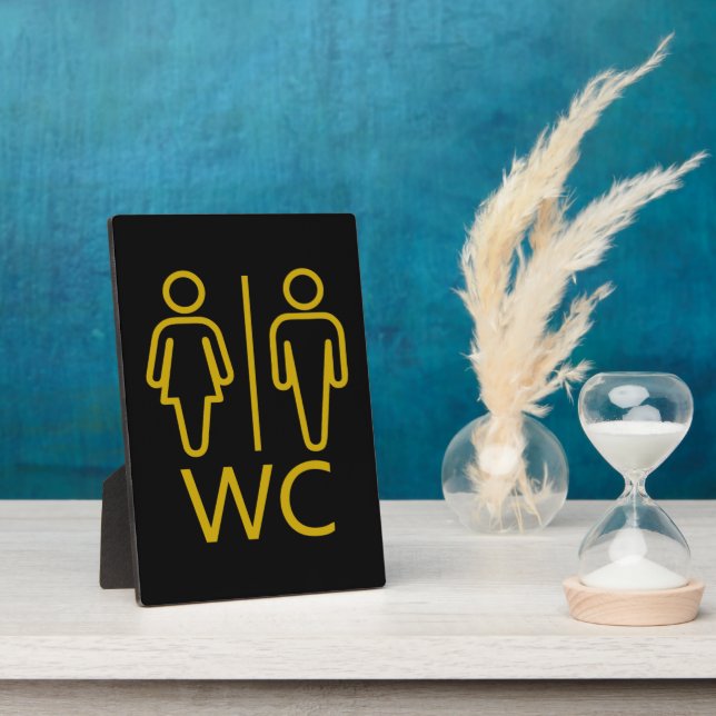 Minimalist Black Gold WC Restroom Bathroom Plaque (Side)