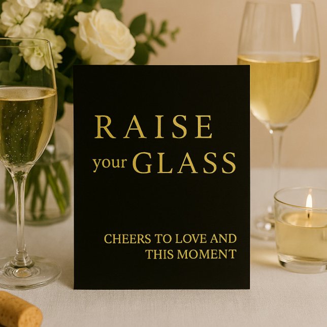 Minimalist Black & Gold Wedding Bar Sign  Foil Holiday Card (Creator Uploaded)