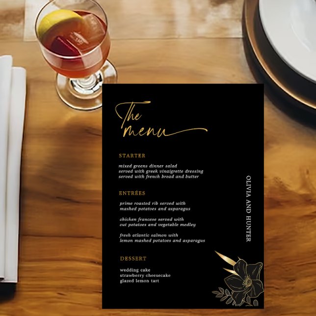 Minimalist Black & Gold Wedding Drinks Bar Menu (Minimalist Black & Gold Wedding Drinks Bar Menu
)