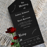 Vintage Black Lace Rustic Burlap Islamic Wedding Invitation