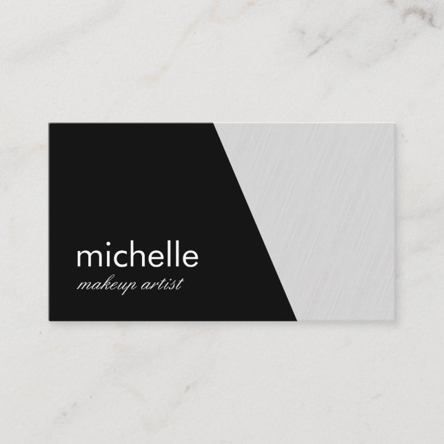 Minimalist Black Gray Geometric Business Card (Front)