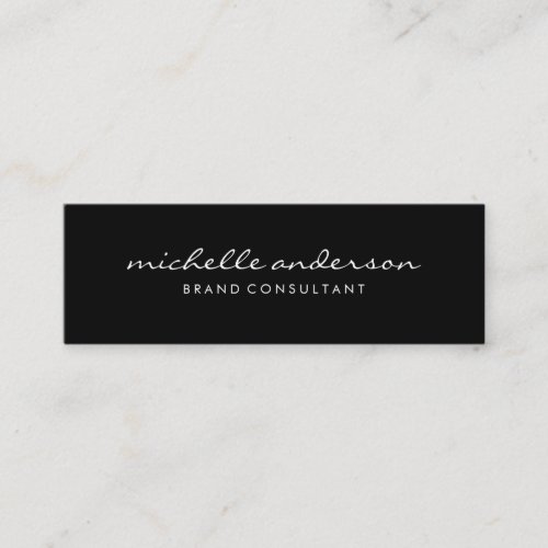 Minimalist Black Gray with Cursive Text Mini Business Card