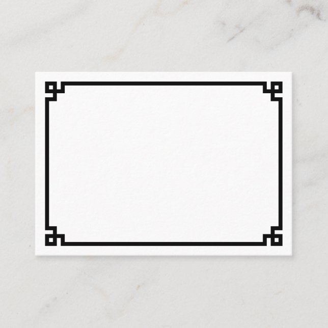 Minimalist Black Greek Key Border Wedding Place Card (Front)
