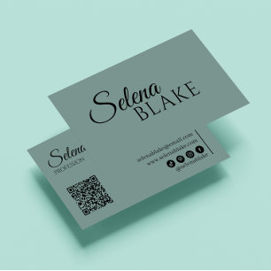 Minimalist Black & Green Modern QR Code Business Card