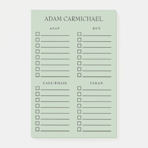 Minimalist Black  Green Organized Things to Do Post_it Notes