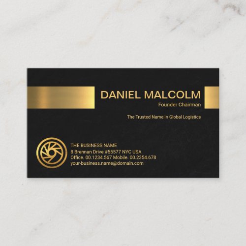 Minimalist Black Grunge Gold Stripe Store Owner Business Card