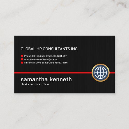 Minimalist Black Grunge Red Line Businesswoman CEO Business Card
