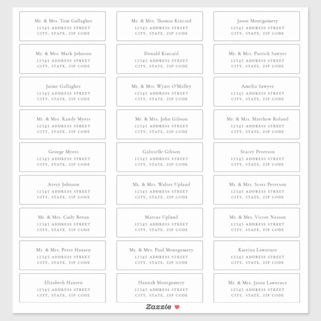 Minimalist Black Guest Address Labels (Sheet)