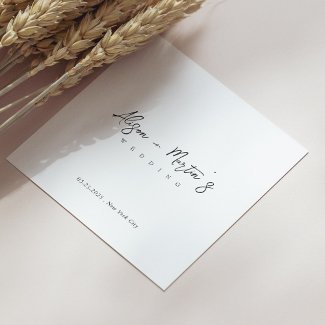 Minimalist Black Handlettered Personalize Wedding