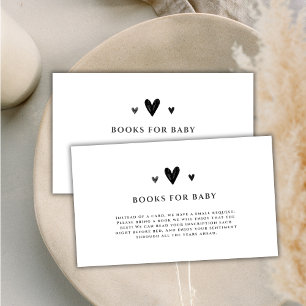 Minimalist Black Heart Books For Baby Shower Enclosure Card