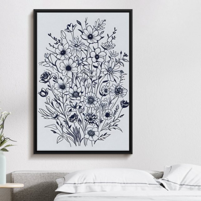 Minimalist black ink flower bouquet art poster no6 (Creator Uploaded)