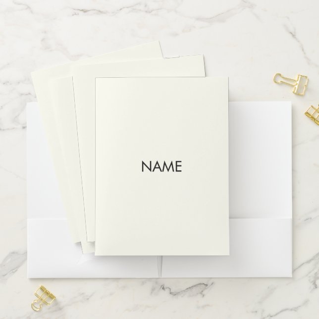Minimalist black Ivory custom name text monogram Pocket Folder (In Situ)