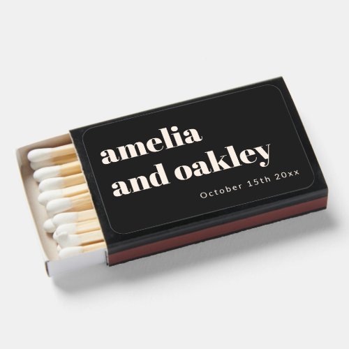 Minimalist Black Ivory Retro Custom Wedding Names