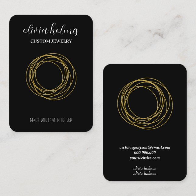 Minimalist black jewelry business card (Front/Back)