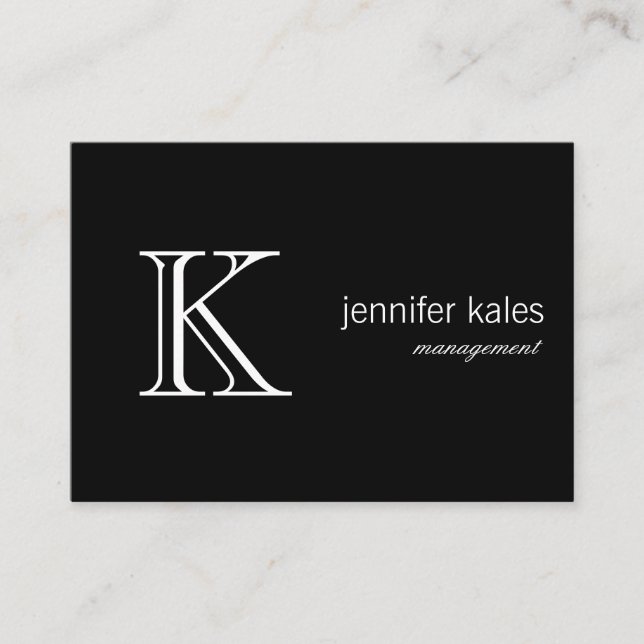 Minimalist Black Large Classic Monogram Business Card (Front)