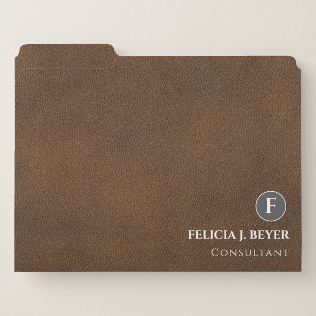Minimalist Black Leather Pattern File Folder (Front Left)
