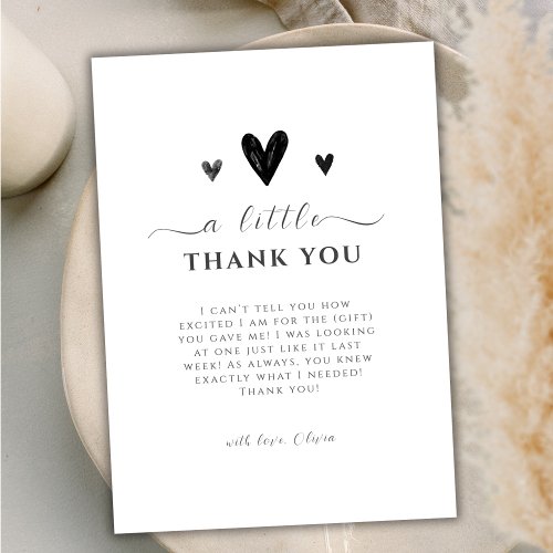 Minimalist Black Little Sweetheart Baby Shower Thank You Card