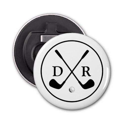 Minimalist Black Logo and Monogram Golf Player Bottle Opener